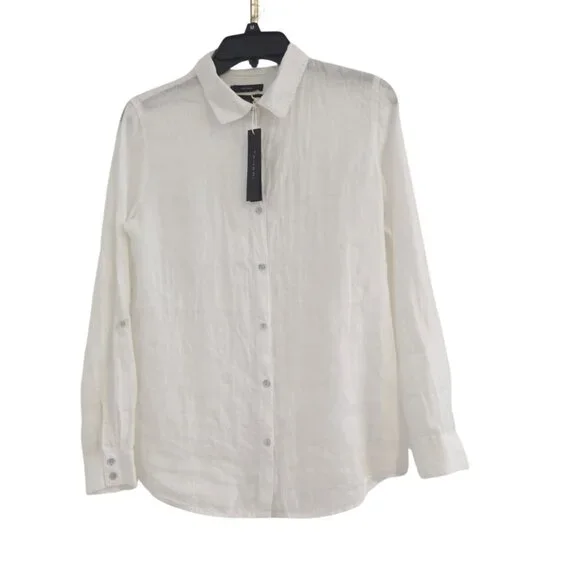 Tahari 100 % Linen Women Full Sleeve Shirt Dress. - Picture 2 of 5